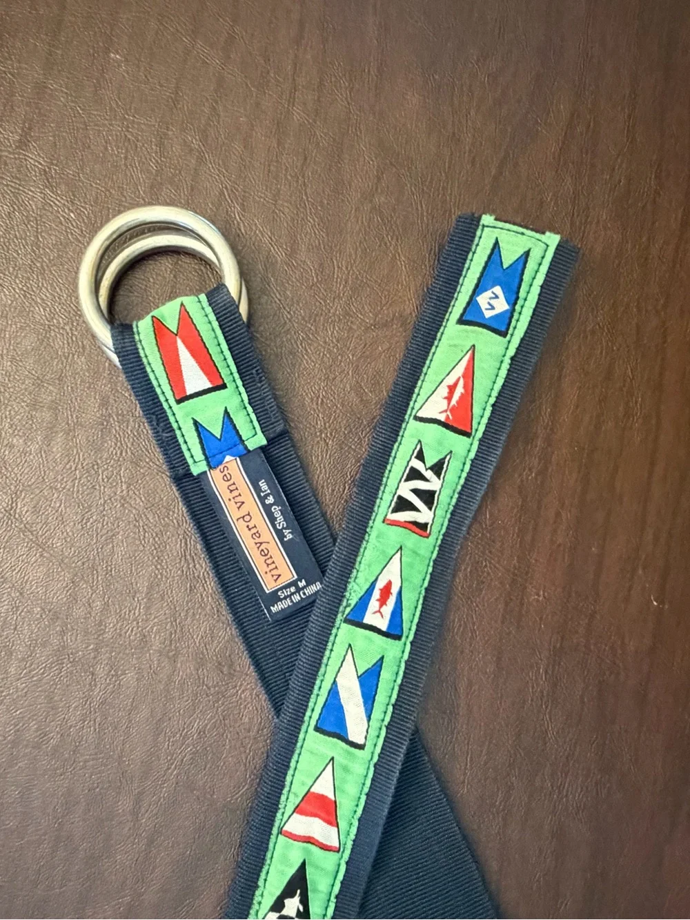 Vineyard Vines Fabric Belt with Nautical Patch